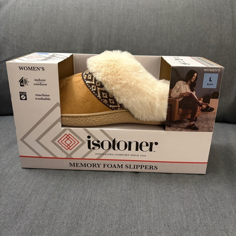 isotoner Tan and Cream Women's Slippers